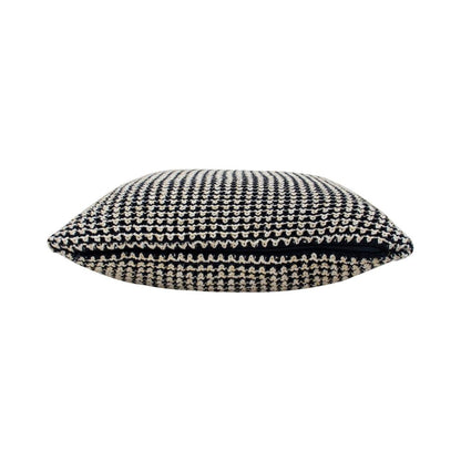Spiral Black & White Cotton Knitted Decorative Cushion Cover (20 in x 20 in)