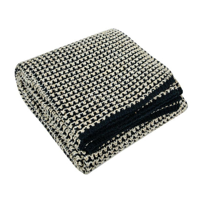 Spiral Blue & White Cotton Knitted Throw Blanket (50 in x 66 in)
