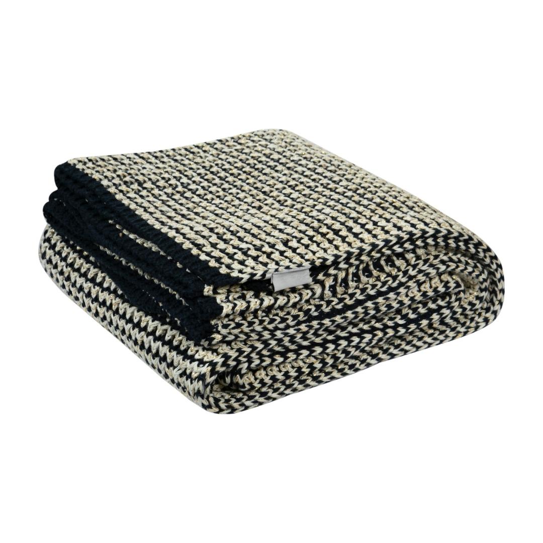 Spiral Blue & White Cotton Knitted Throw Blanket (50 in x 66 in)
