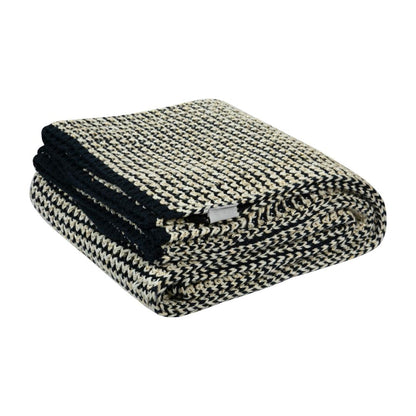 Spiral Blue & White Cotton Knitted Throw Blanket (50 in x 66 in)