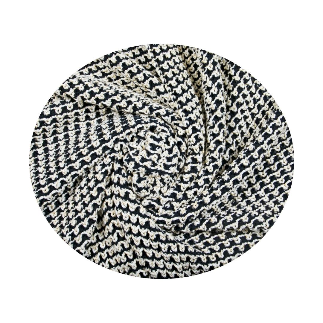 Spiral Blue & White Cotton Knitted Throw Blanket (50 in x 66 in)