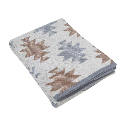 Star Multi Colour Cotton Knitted Throw Blanket (50 in x 66 in)