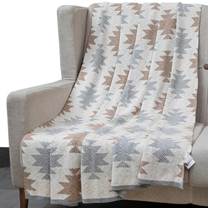 Star Multi Colour Cotton Knitted Throw Blanket (50 in x 66 in)