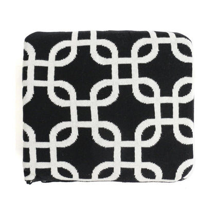 Stroke Black Cotton Knitted Throw Blanket (50 in x 60 in)