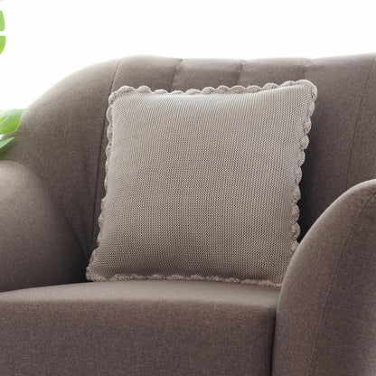 Transfer Knit with Hand Crochet Border Pale Whisper Cotton Knitted Decorative Cushion Cover (16 in x 16 in)