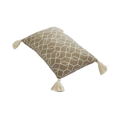 Trellis Stone & Natural Cotton Knitted Decorative Cushion Cover (12 in x 20 in)