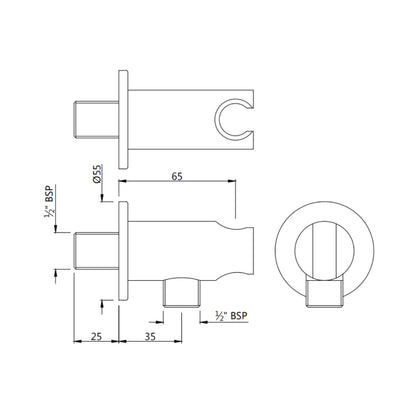 Jaquar Shower Fitting Wall Bracket SHA-ABR-566R - Antique Bronze