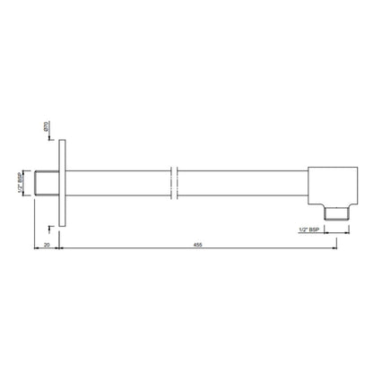 Jaquar Wall Mounted Round 450 mm Shower Arm SHA-BCH-49483 - Black Chrome