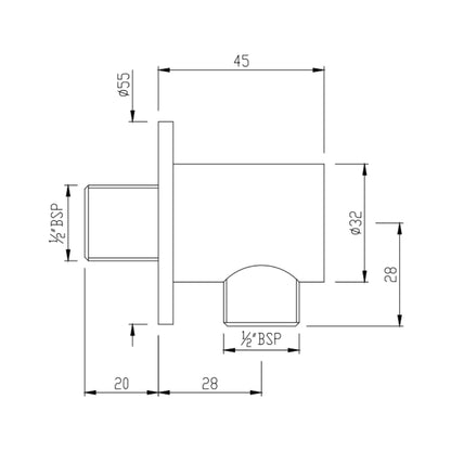 Jaquar Shower Fitting Wall Outlet SHA-BLM-1195R - Black Matt