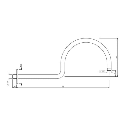 Jaquar Wall Mounted Round 460 mm Shower Arm SHA-BLM-485 - Black Matt