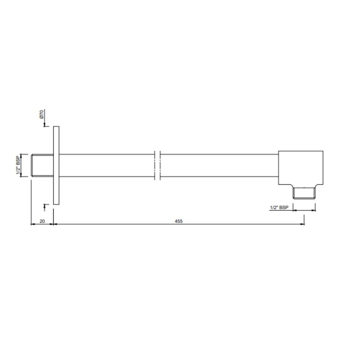 Jaquar Wall Mounted Round 450 mm Shower Arm SHA-BLM-49483 - Black Matt