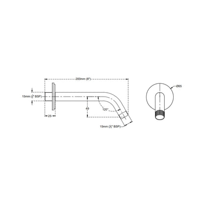 Cera Wall Mounted Round 200 mm Shower Arm F7040102 - Chrome