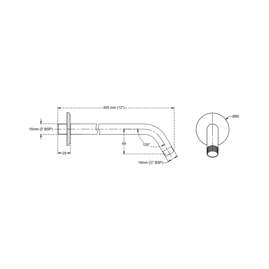 Cera Wall Mounted Round 305 mm Shower Arm F7040104 - Chrome