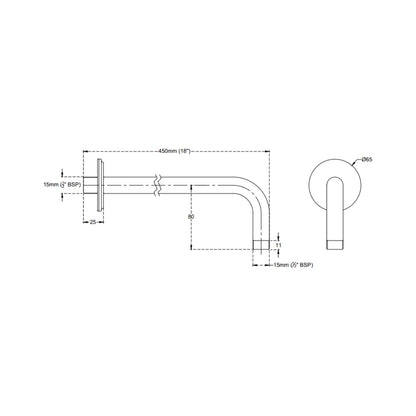 Cera Wall Mounted Round 450 mm Shower Arm F7040106 - Chrome
