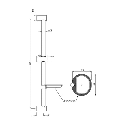 Jaquar Shower Fitting Sliding Rail SHA-CHR-1189N - Chrome