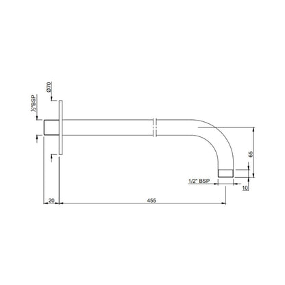 Jaquar Wall Mounted Round 450 mm Shower Arm SHA-GBP-479L450 - Gold Matt PVD