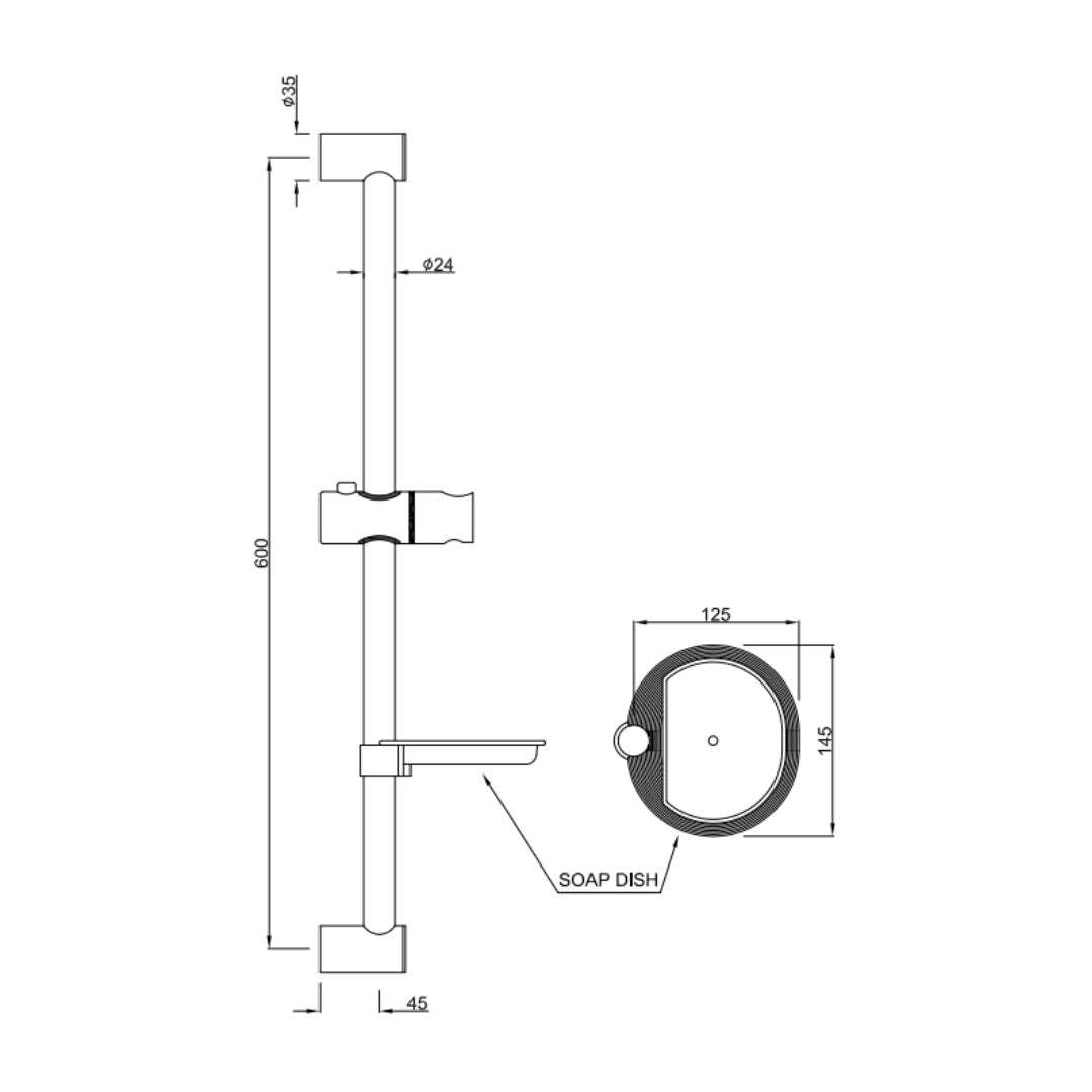 Jaquar Shower Fitting Sliding Rail SHA-GDS-1189N - Gold Dust