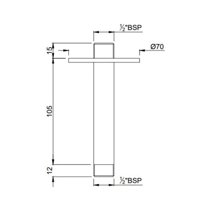 Jaquar Ceiling Mounted Round 100 mm Shower Arm SHA-GDS-475L100 - Gold Dust