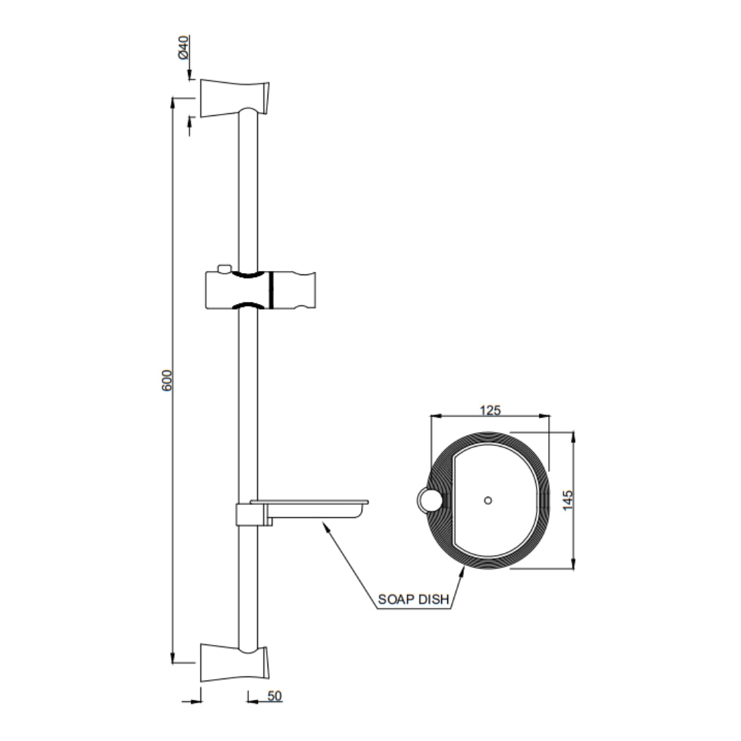 Jaquar Shower Fitting Sliding Rail SHA-GLD-1187N - Full Gold