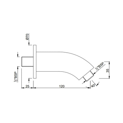 Jaquar Wall Mounted Round 120 mm Shower Arm SHA-GRF-487 - Graphite