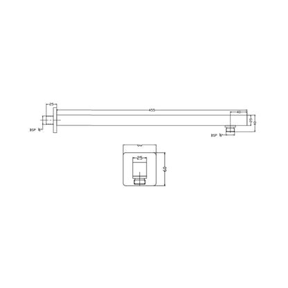 Hindware Wall Mounted Square 457 mm Shower Arm F160158 - Chrome