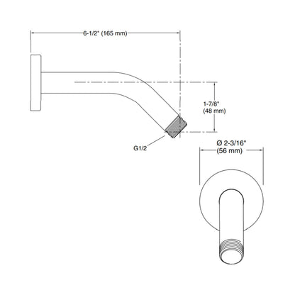 Kohler Wall Mounted Round 165 mm Shower Arm 26318IN-BV - Brushed Bronze
