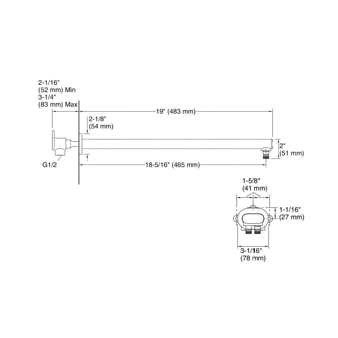 Kohler Wall Mounted Round 482 mm Shower Arm 26324IN-AF - French Gold