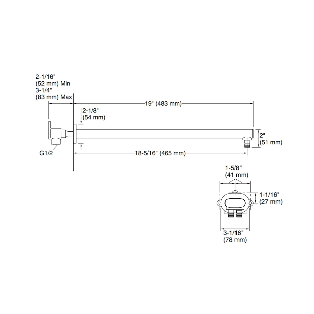 Kohler Wall Mounted Round 482 mm Shower Arm 26324IN-BL - Black Matt