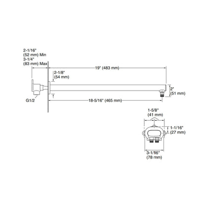 Kohler Wall Mounted Round 482 mm Shower Arm 26324IN-BL - Black Matt