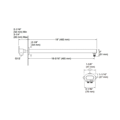 Kohler Wall Mounted Round 482 mm Shower Arm 26324IN-BV - Brushed Bronze