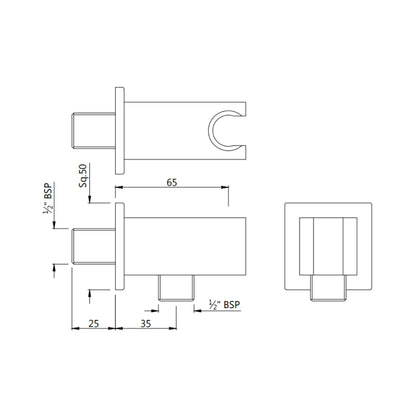 Jaquar Shower Fitting Wall Bracket SHA-WHM-566S - White Matt