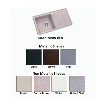 Sincore Quartz Sink GEMINI SMALL ( 36 x 18 inches )  -  Mettalic Grey