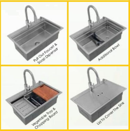 Sincore Stainless Steel Sink Hand Crafted Series SATELLITE ( 29.5 x 19 inches ) - Matt