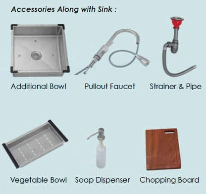 Sincore Stainless Steel Sink Hand Crafted Series SATELLITE ( 29.5 x 19 inches ) - Matt