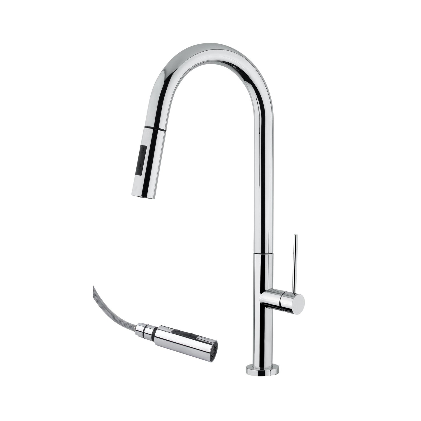 Hafele Table Mounted Pull-Down Kitchen Sink Mixer SLIM with Extractable Hand Shower Spout in Chrome Finish