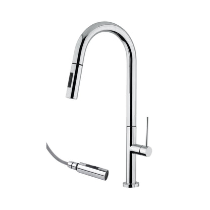 Hafele Table Mounted Pull-Down Kitchen Sink Mixer SLIM with Extractable Hand Shower Spout in Chrome Finish