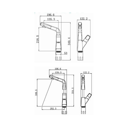Simoll Table Mounted Pull-Down Kitchen Sink Mixer Titan SM-2613 with Extractable Hand Shower Spout in Matt Black Finish