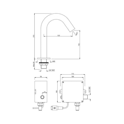 Jaquar Table Mounted Regular Sensor Basin Tap Blush SNR 51445 - Antique Bronze - DC Operated