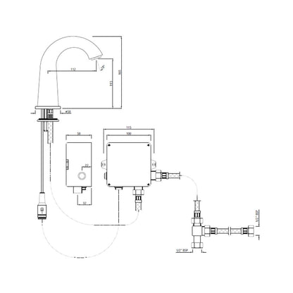 Jaquar Table Mounted Regular Sensor Basin Tap SNR 51011N - Antique Copper - DC Operated