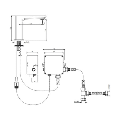 Jaquar Table Mounted Regular Sensor Basin Mixer Kubix Prime SNR 35019PMPK - Chrome - DC Operated