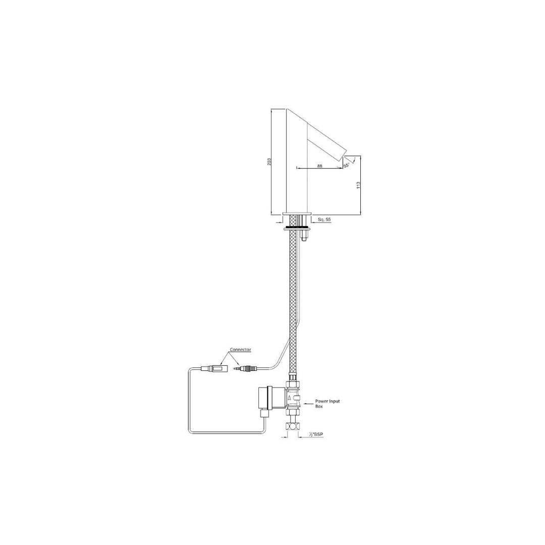 Jaquar Table Mounted Regular Sensor Basin Tap SNR 51001SQ - Chrome - DC Operated