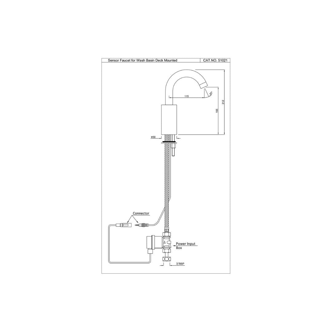 Jaquar Table Mounted Regular Sensor Basin Tap SNR 51021 - Chrome - DC Operated