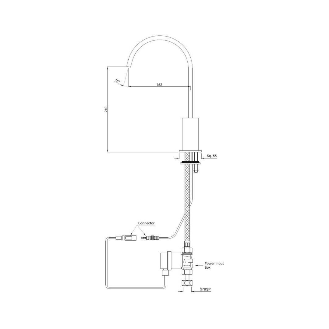 Jaquar Table Mounted Regular Sensor Basin Tap SNR 51033 - Chrome - DC Operated