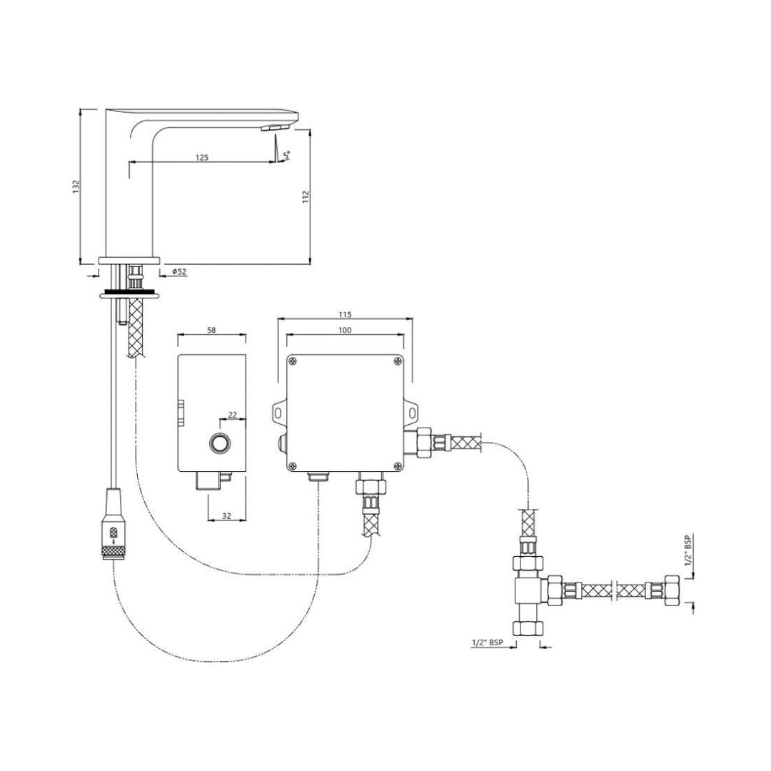 Jaquar Table Mounted Regular Sensor Basin Mixer Opal Prime SNR 15019PMPK - Gold Dust - DC Operated