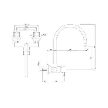 Jaquar Wall Mounted Regular Kitchen Sink Mixer Solo SOL-6165 with Swinging Spout in Chrome Finish