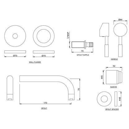 Jaquar Wall Mounted Basin Mixer Solo SOL-CHR-6231NK - Chrome