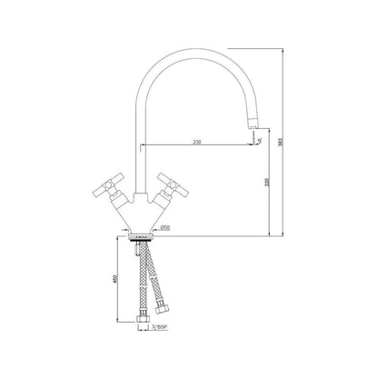 Jaquar Table Mounted Regular Kitchen Sink Mixer Solo SOL-6319B with Swinging Spout in Chrome Finish