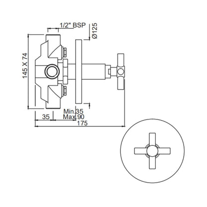 Jaquar 4 Way Diverter Solo SOL-CHR-6421 Normal Flow - Chrome Finish