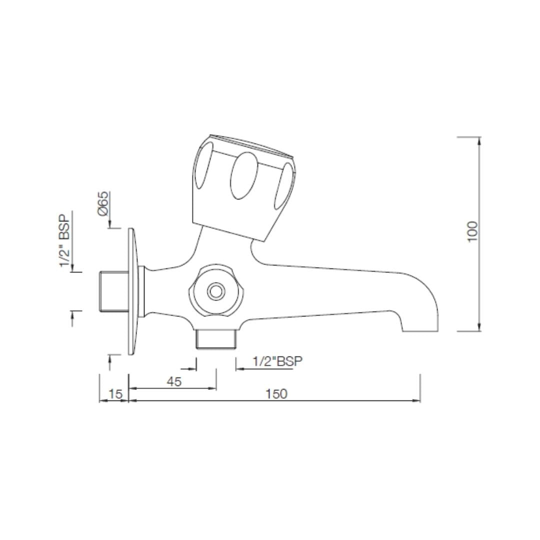 Essco WC Area 2 Way Bib Tap Sumthing Special SQT-CHR-512AKN - Chrome