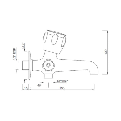 Essco WC Area 2 Way Bib Tap Sumthing Special SQT-CHR-512AKN - Chrome